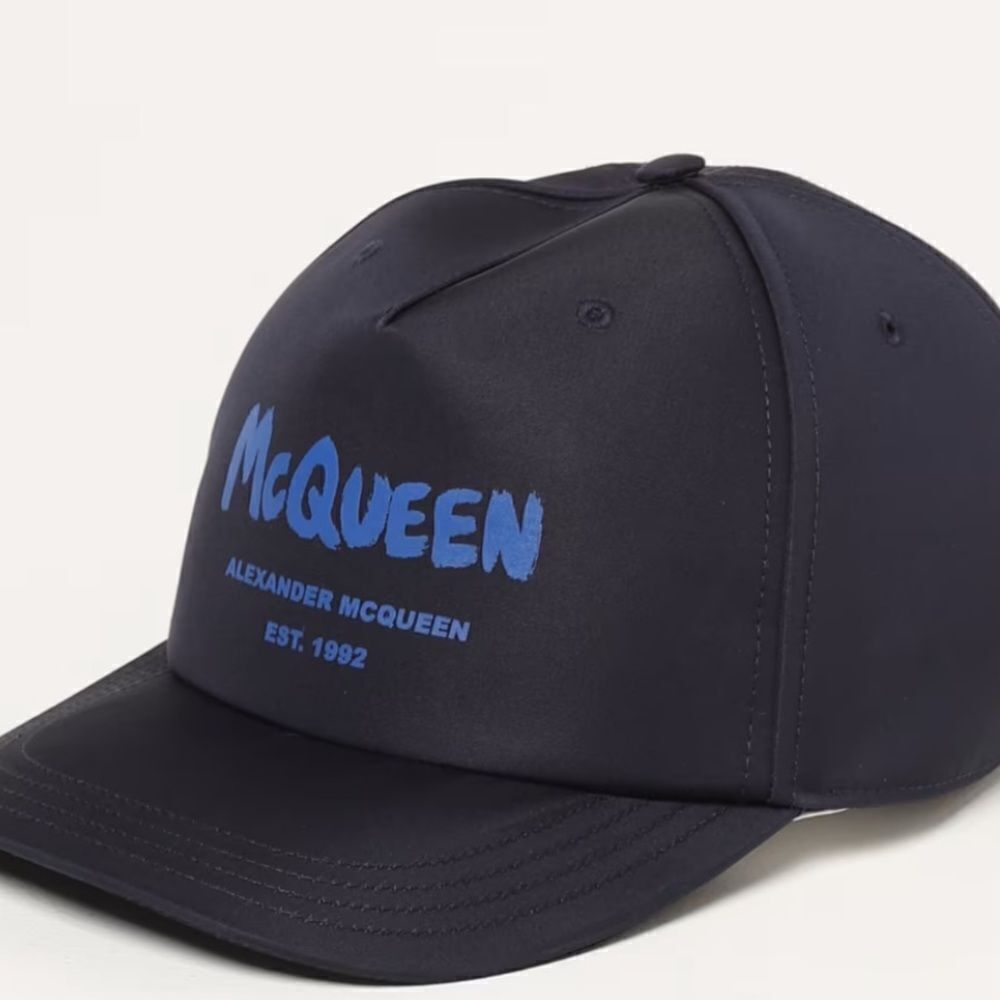 Alexander McQueen Mens Signature Baseball Cap Large Navy & Blue - NWT $410 - Picture 2 of 7
